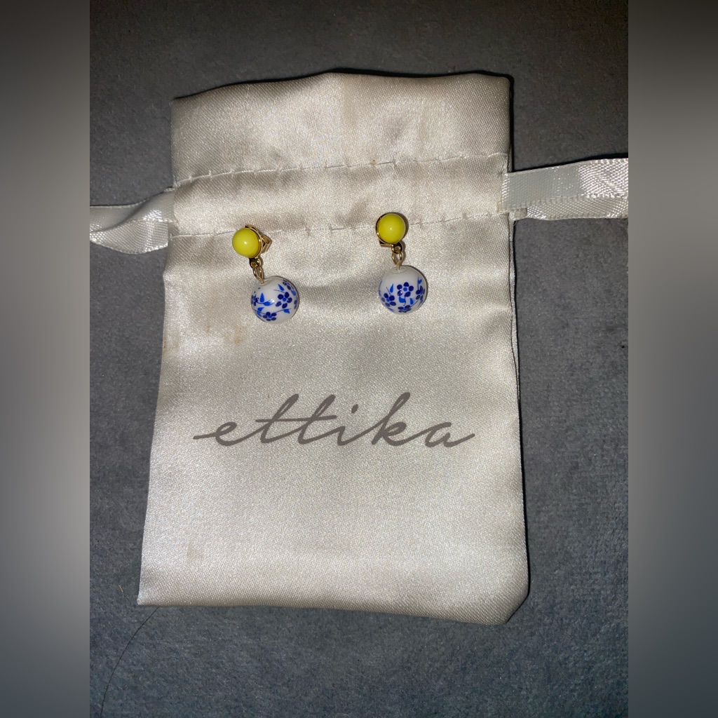 Bnib Ettika Indigo Floral Drop Earrings In 18k Gold Plated 35$